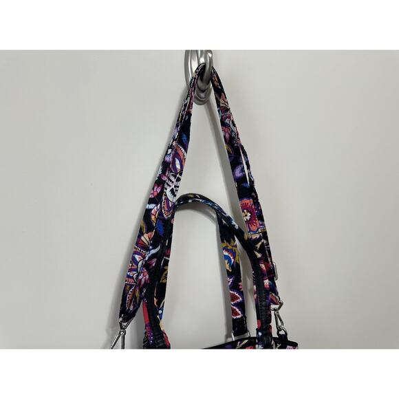 Vera Bradley Iconic Glenna Satchel Purse Retire FOXWOOD Pattern Black - Picture 3 of 8